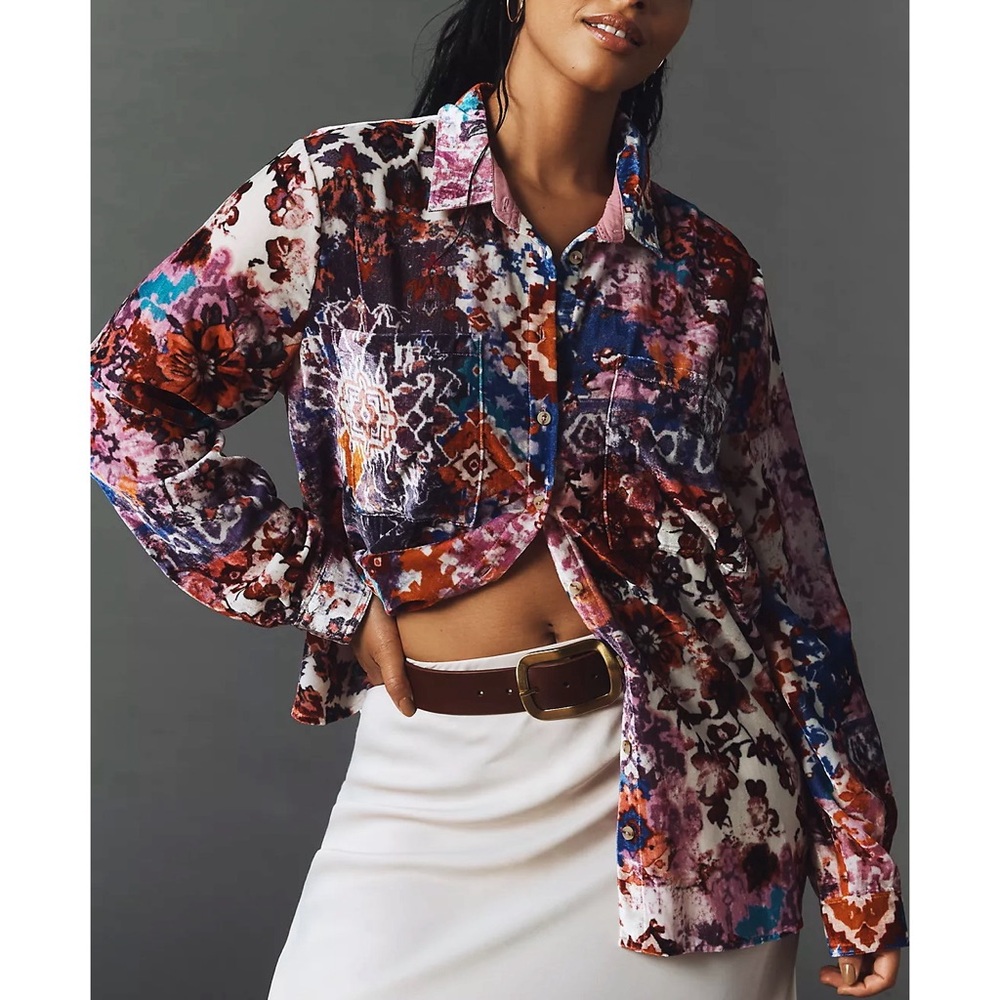 Anthropologie / Pilcro - The Hadley Velvet Relaxed Buttondown Shirt